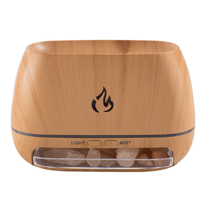 LED Flame Wood Grain Aroma Diffuser – Essential Oil Humidifier for Relaxation