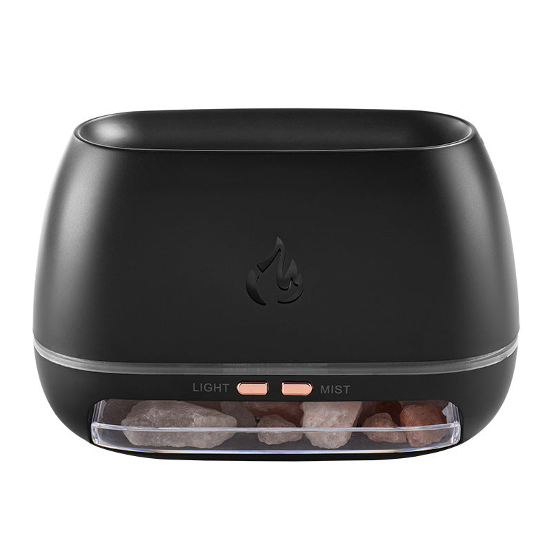 LED Flame Wood Grain Aroma Diffuser – Essential Oil Humidifier for Relaxation
