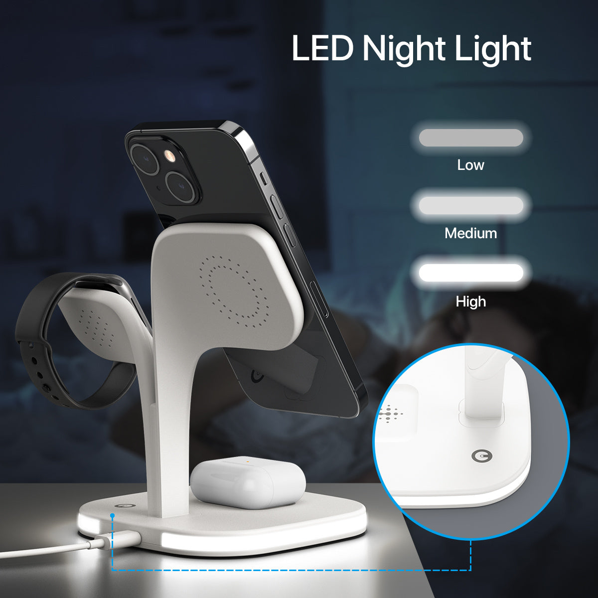 5-in-1 Magnetic Wireless Charging Station – Fast Desktop Charger for Phone, Watch & Earbuds