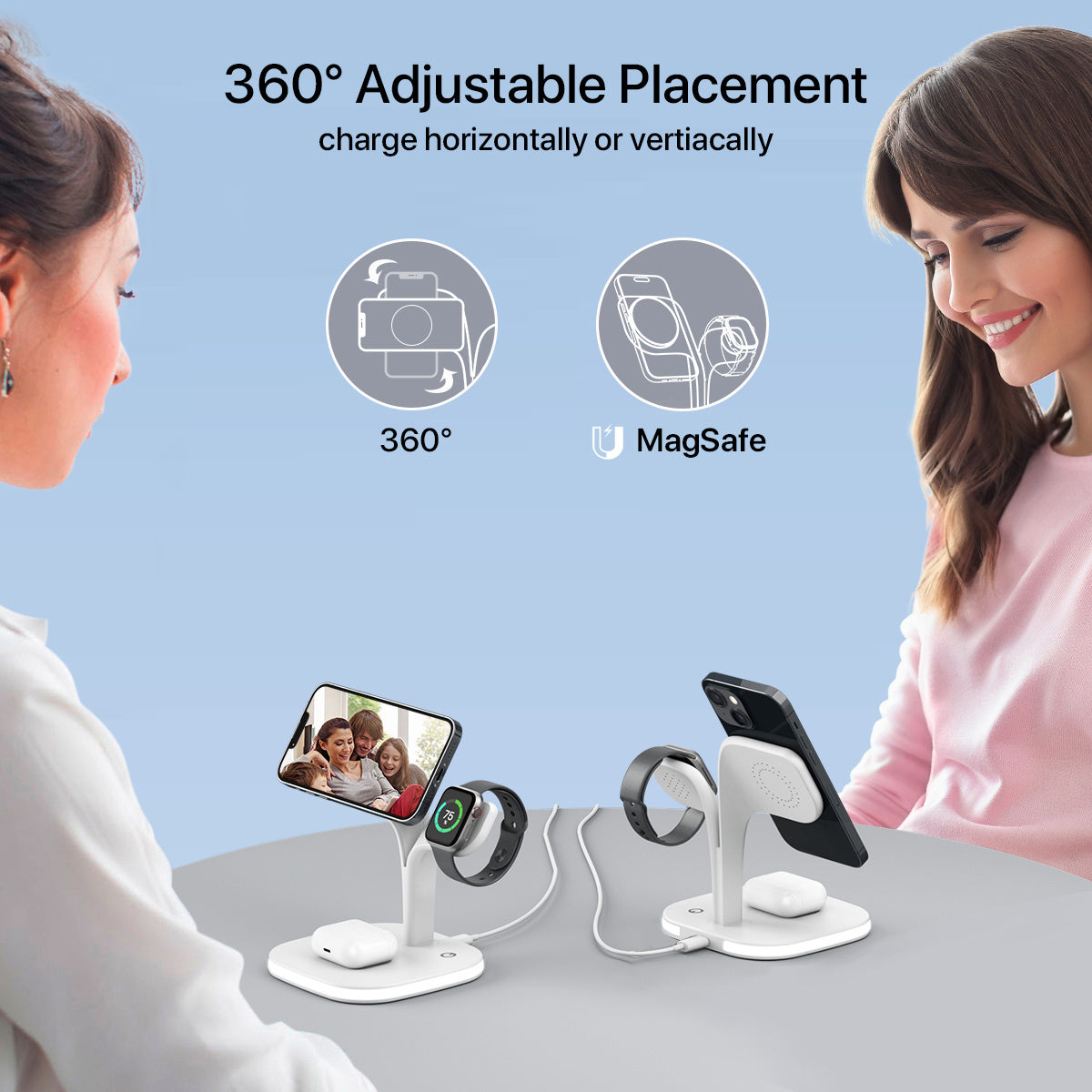 5-in-1 Magnetic Wireless Charging Station – Fast Desktop Charger for Phone, Watch & Earbuds