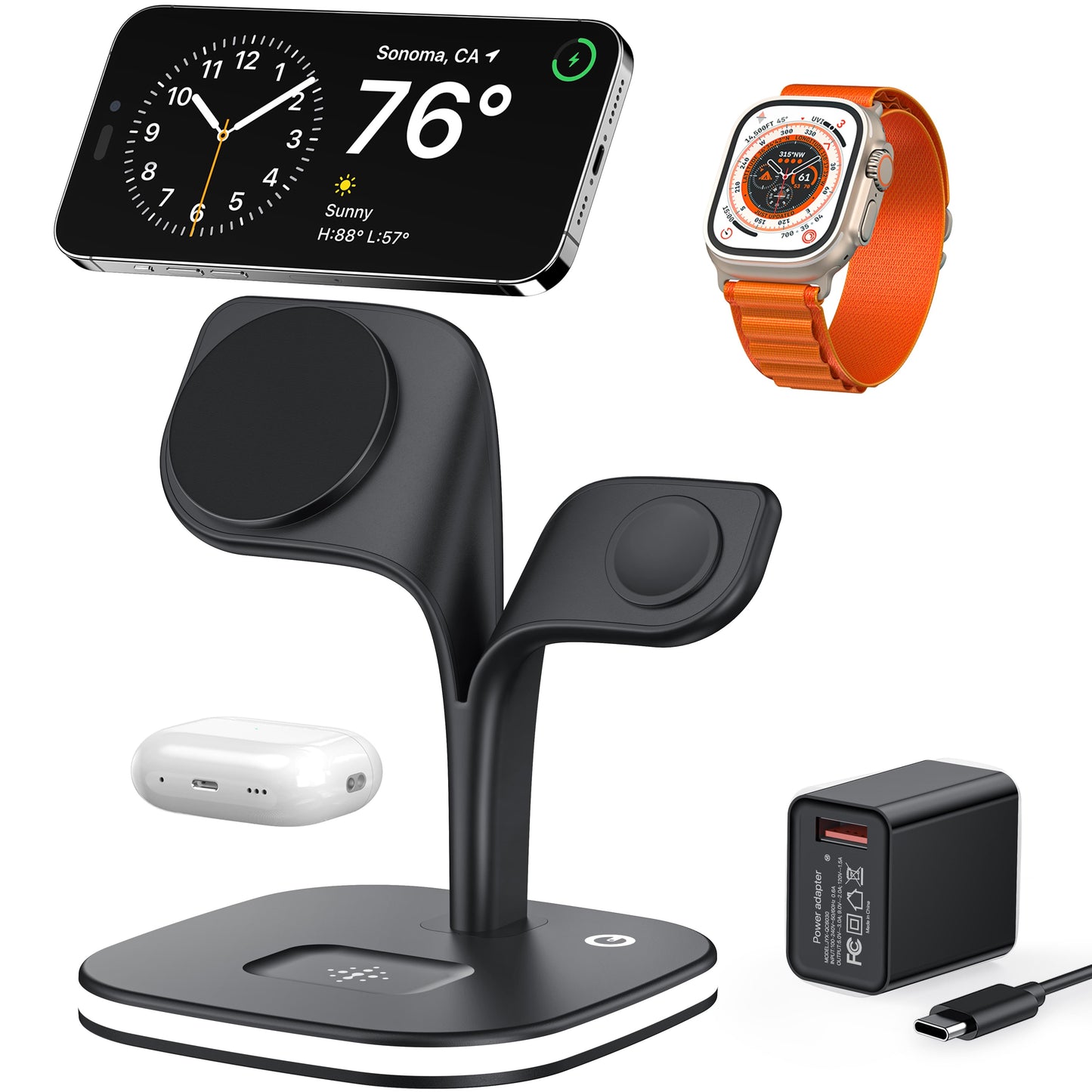 5-in-1 Magnetic Wireless Charging Station – Fast Desktop Charger for Phone, Watch & Earbuds