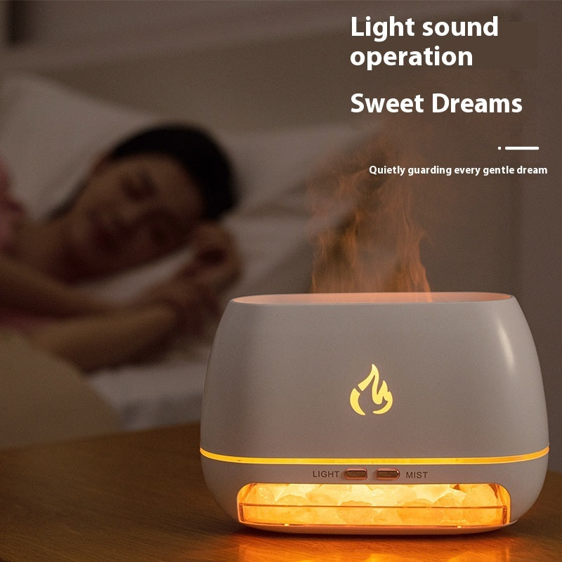 LED Flame Wood Grain Aroma Diffuser – Essential Oil Humidifier for Relaxation
