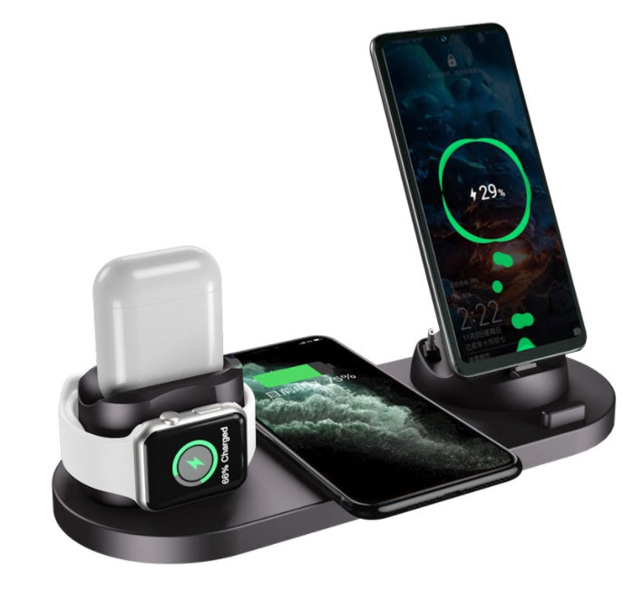 6-in-1 Wireless Charging Station – Fast Charger Dock for iPhone, Watch & AirPods