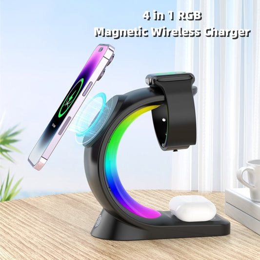 4-in-1 Magnetic Wireless Charger Dock Fast Charging for iPhone, Apple Watch & AirPods
