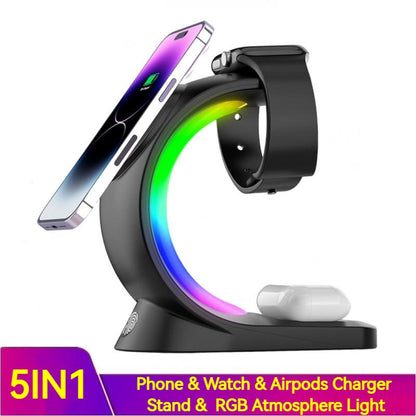 4-in-1 Magnetic Wireless Charger Dock Fast Charging for iPhone, Apple Watch & AirPods