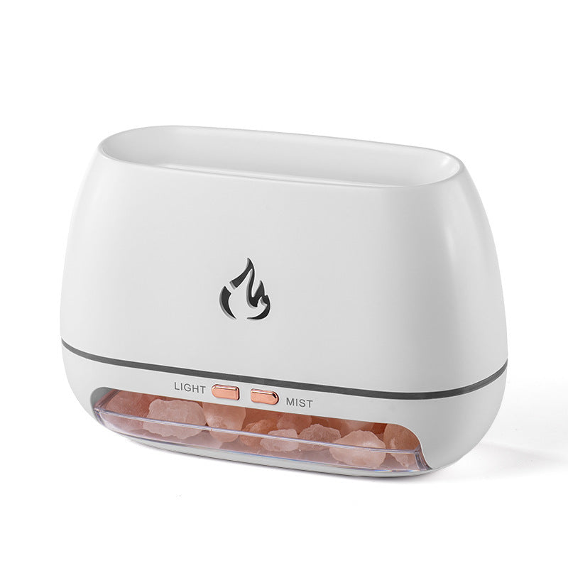 LED Flame Wood Grain Aroma Diffuser – Essential Oil Humidifier for Relaxation