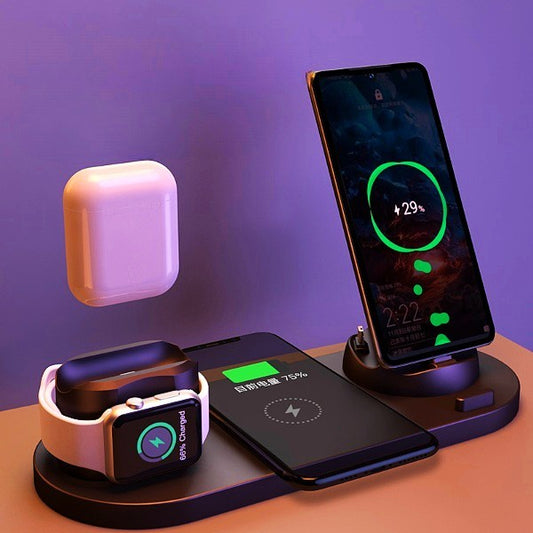 6-in-1 Wireless Charging Station – Fast Charger Dock for iPhone, Watch & AirPods